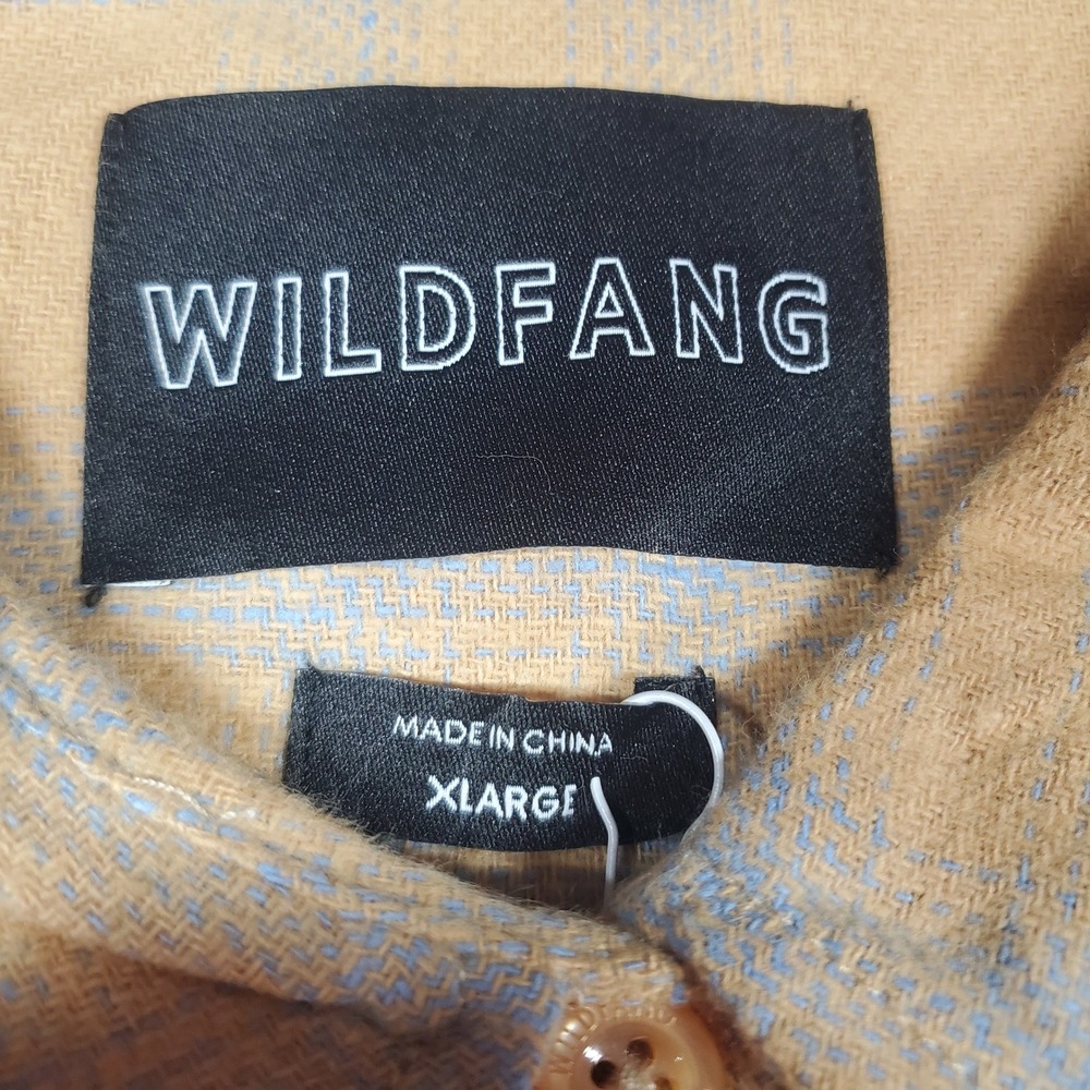 Wildfang Essential Long Sleeve Flannel Button Up Shirt Women XL Yellow Plaid Y2K - Picture 6 of 10